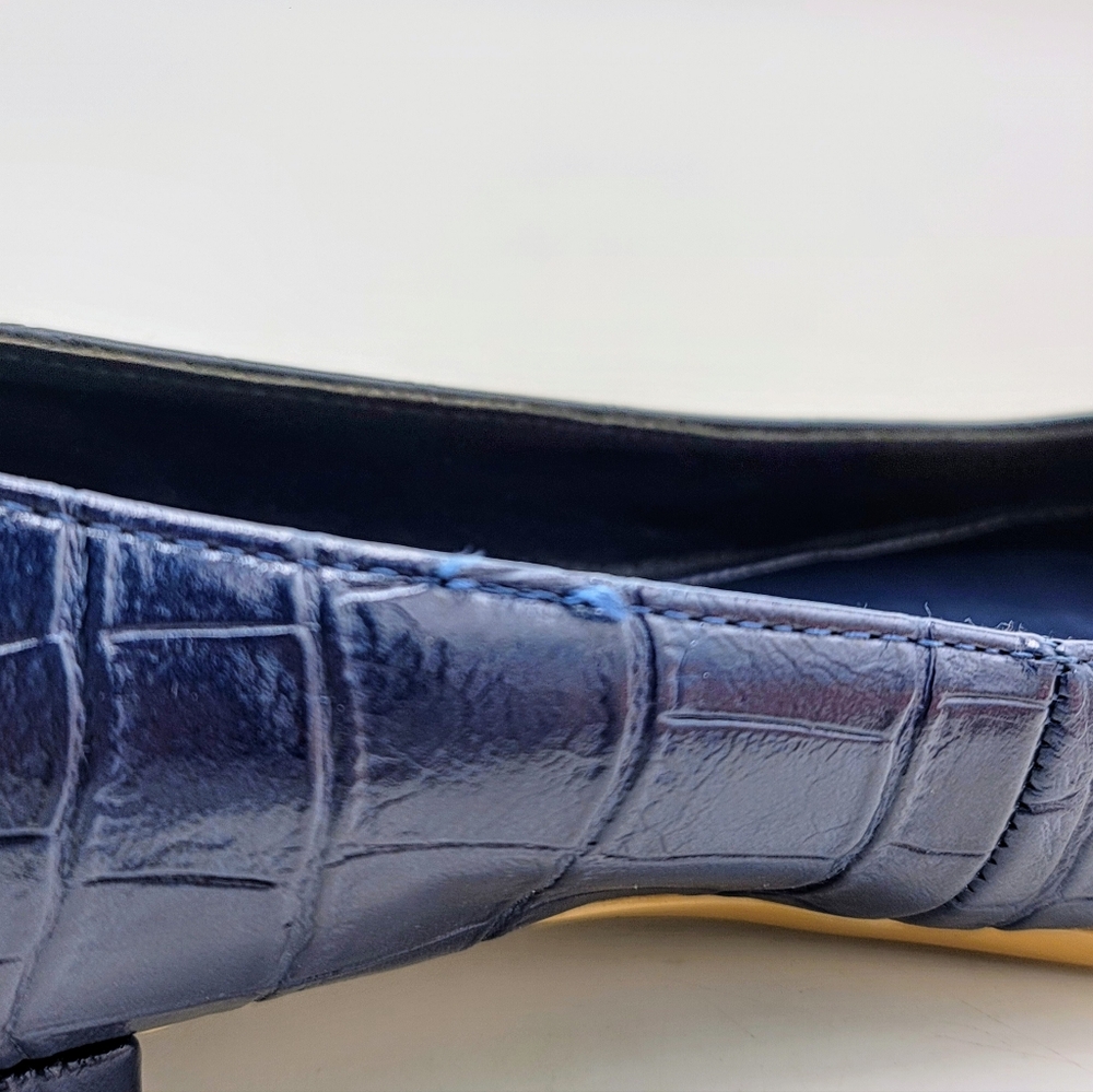 Calvin Klein Felice Ballet Flats Navy Faux Croc Embossed CK Logo Classic Casual - Picture 15 of 16